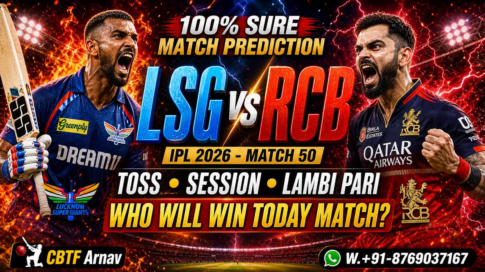 Rcb Prediction Table LSG vs RCB 100% Sure Match Prediction IPL 2026 Tips
